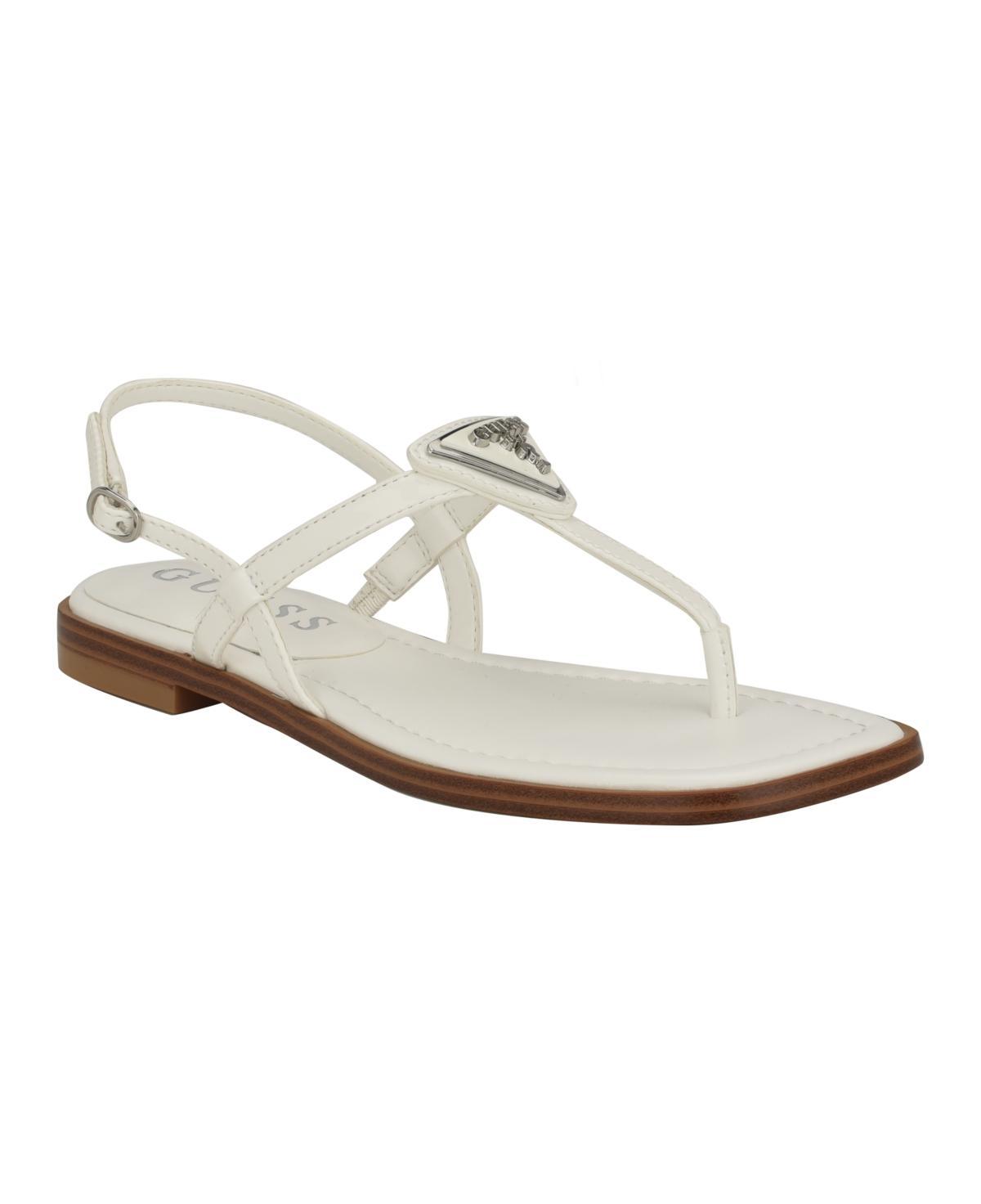 Guess Rainey Logo Embellish Patent Flat Thong Sandals Product Image