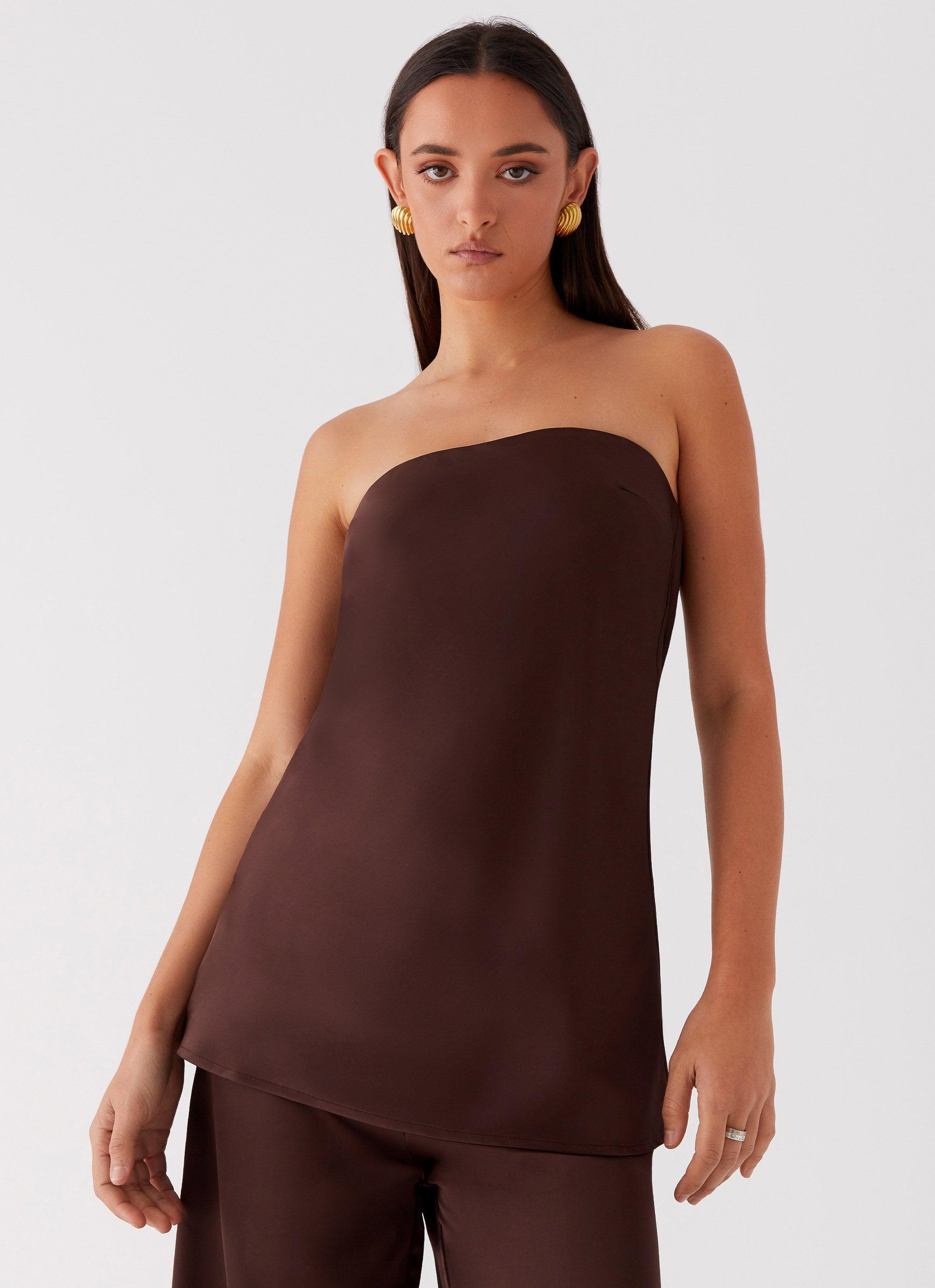 Zoey Satin Tube Top - Chocolate product image