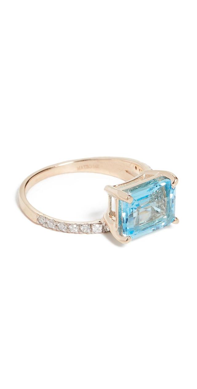 Womens Gemstone Point Of Focus 14K Yellow Gold, Blue Topaz & 0.24 TCW Diamond Ring Product Image