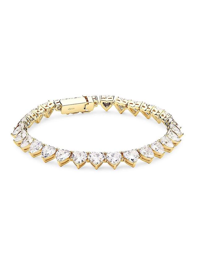 Womens Real Love 18K-Gold-Plated & Cubic Zirconia Heart Tennis Bracelet Product Image