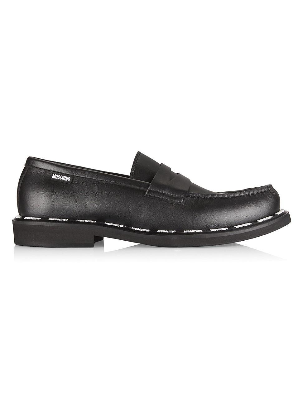 Mens Leather Logo Penny Loafers Product Image