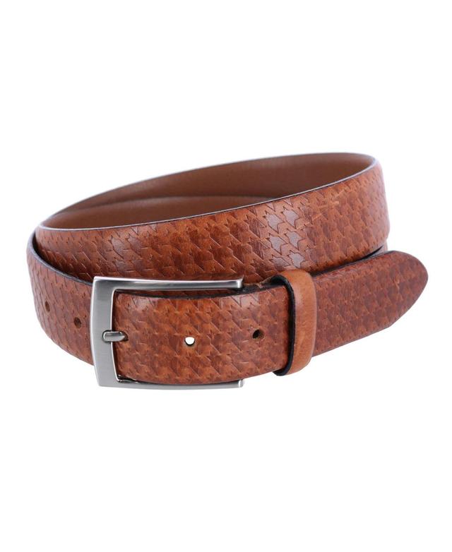 Trafalgar Mens Watson Houndstooth Embossed 35mm Leather Belt Product Image