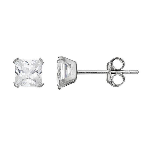 Taylor Grace Cubic Zirconia 10k White Gold Stud Earrings, Womens Product Image