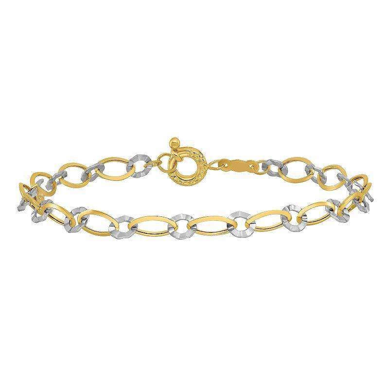 Two Tone 14k Gold Oval & Circle Bracelet, Womens 14k Two Tone Product Image