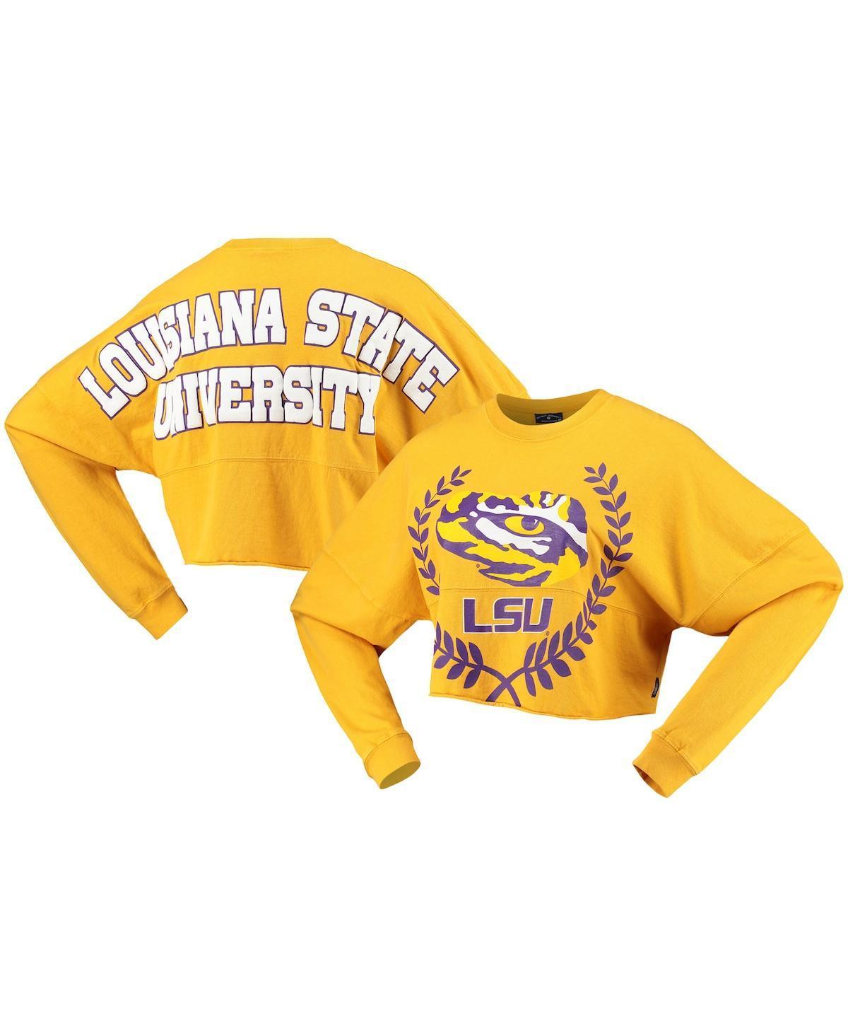 Womens Gold Lsu Tigers Laurels Crop Long Sleeve T-shirt Product Image