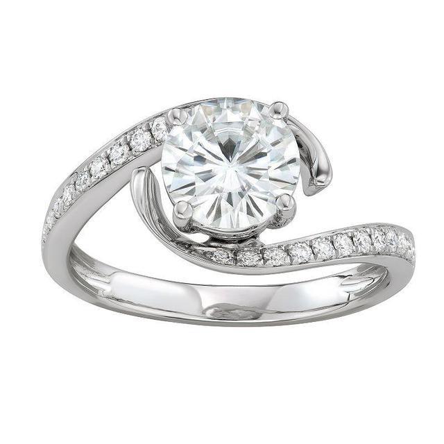 Charles & Colvard 1.74 Ct. T.w. Moissanite Bypass Engagement Ring In 14K White Gold, 6 Product Image