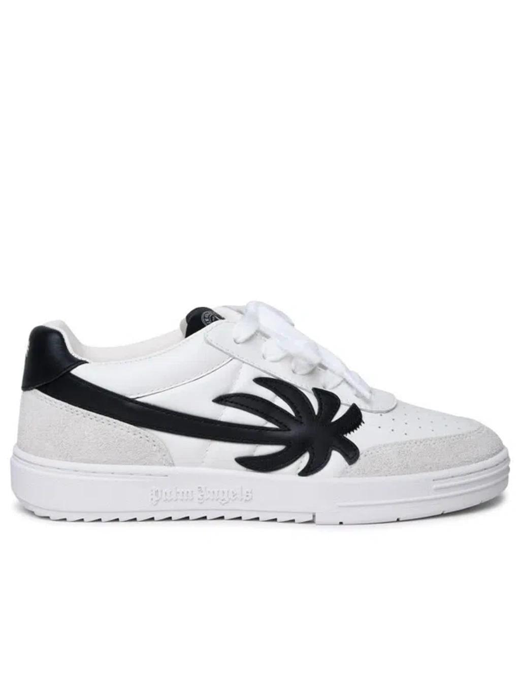 PALM ANGELS Palm Beach University White Leather Sneakers Product Image