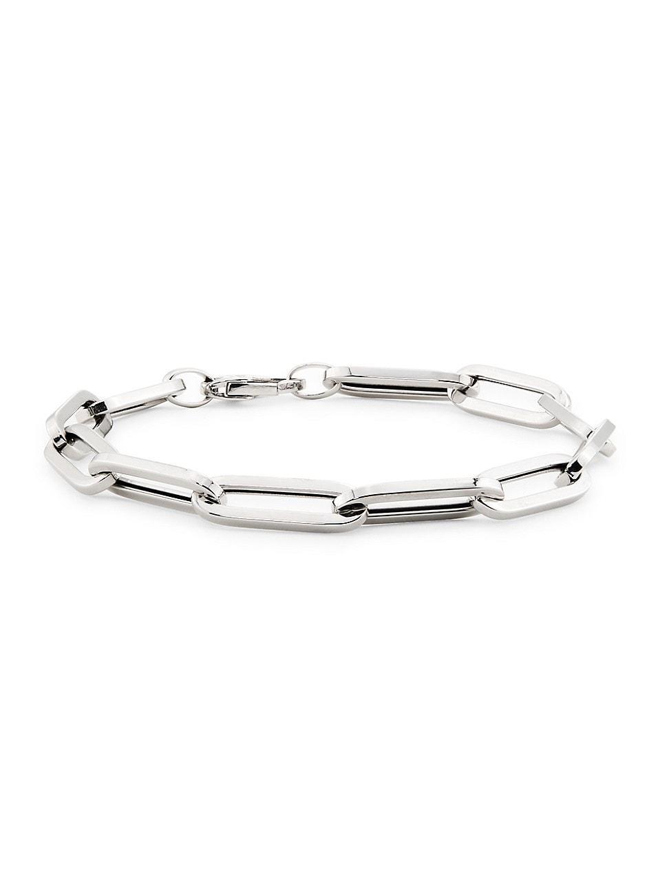 Womens 14K White Gold Paper Clip Chain Bracelet/7.5 Product Image