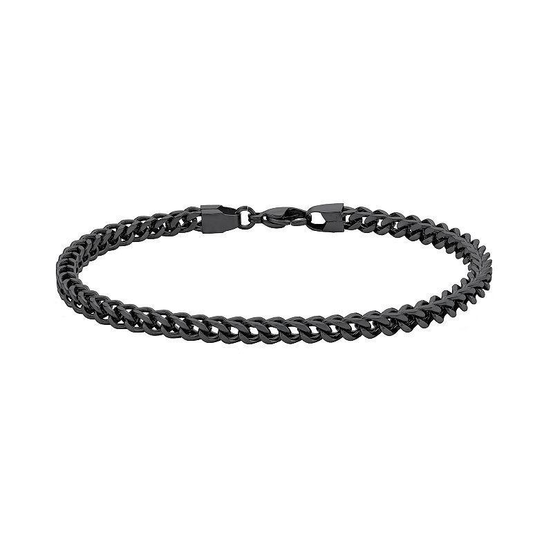 LYNX Ion-Plated Stainless Steel Foxtail Chain Bracelet - 9-in., Mens Black Product Image