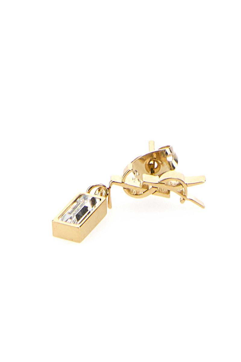 SAINT LAURENT Dore Metal And Crystal Cassandre Single Earring In Gold Product Image