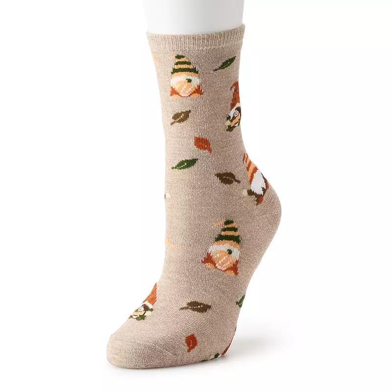 Womens Fall Gnome Novelty Crew Socks Blue Marl Product Image