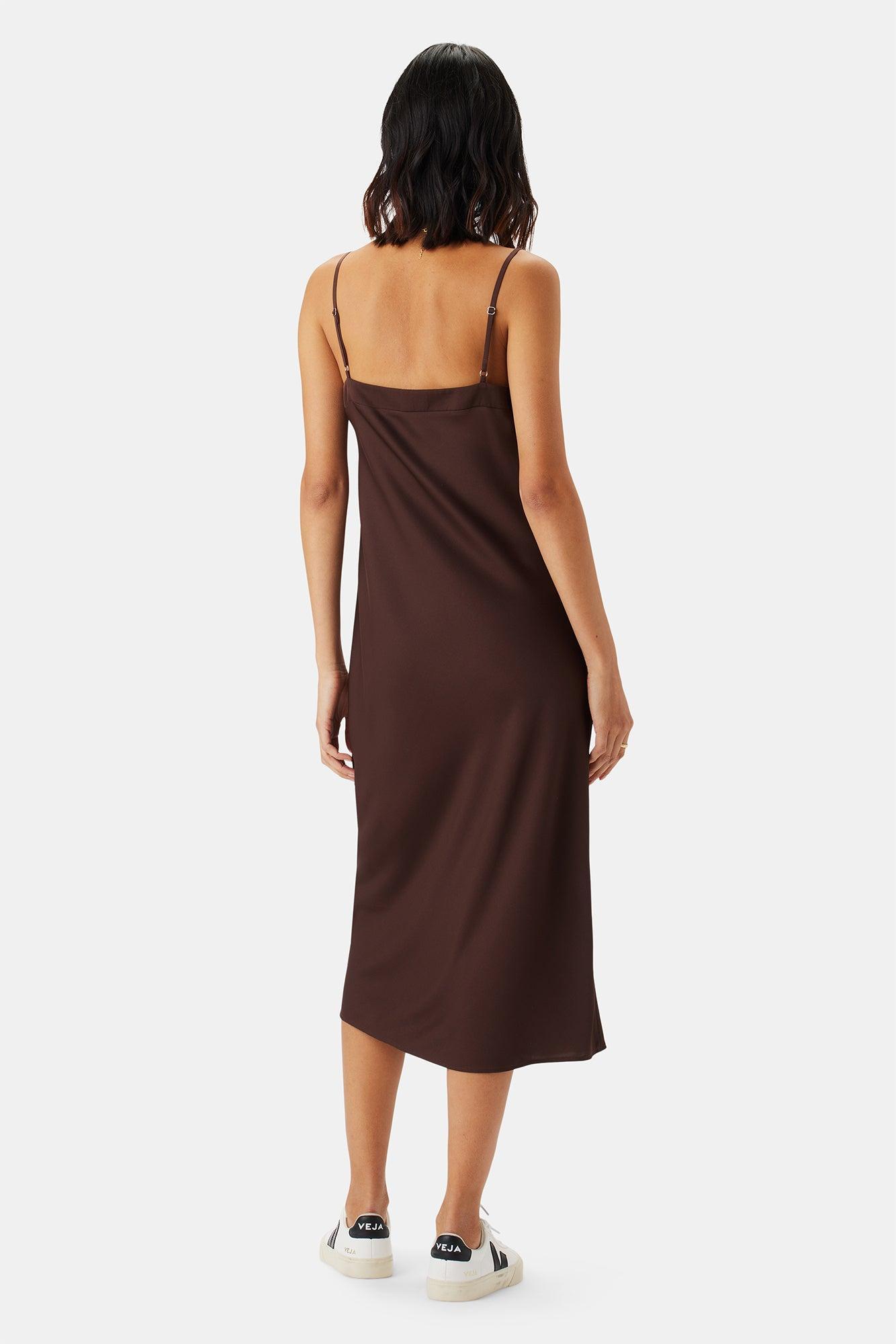 Briana Washable Silk Dress - Espresso Product Image