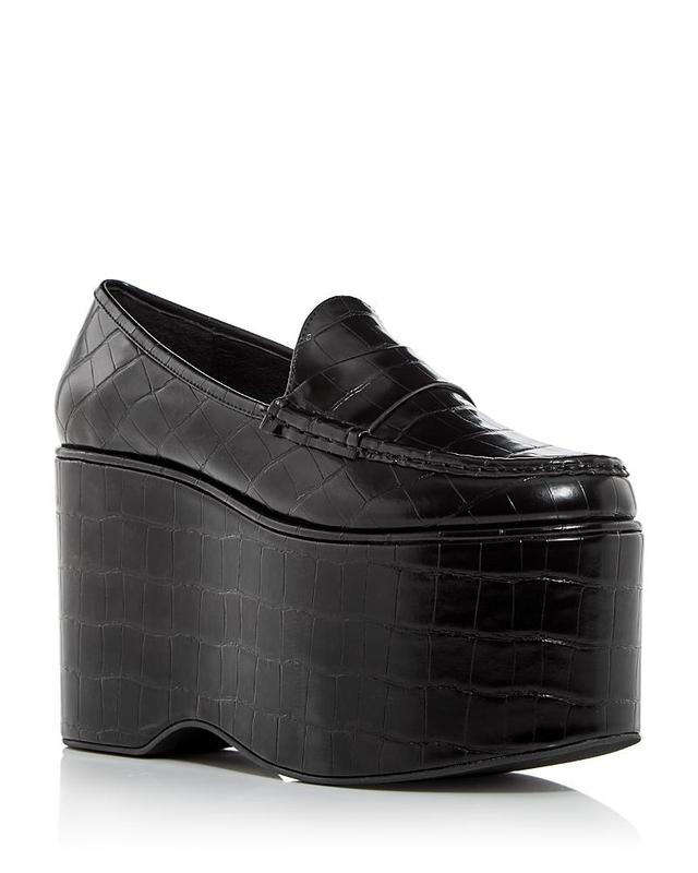 Jeffrey Campbell Womens Soaring Croc Embossed Platform Loafers Product Image