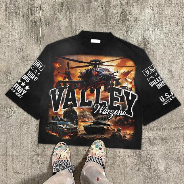 Vintage Warzone Valley Dreams Peace Graphic 100% Cotton T-Shirt Cropped Tees Product Image