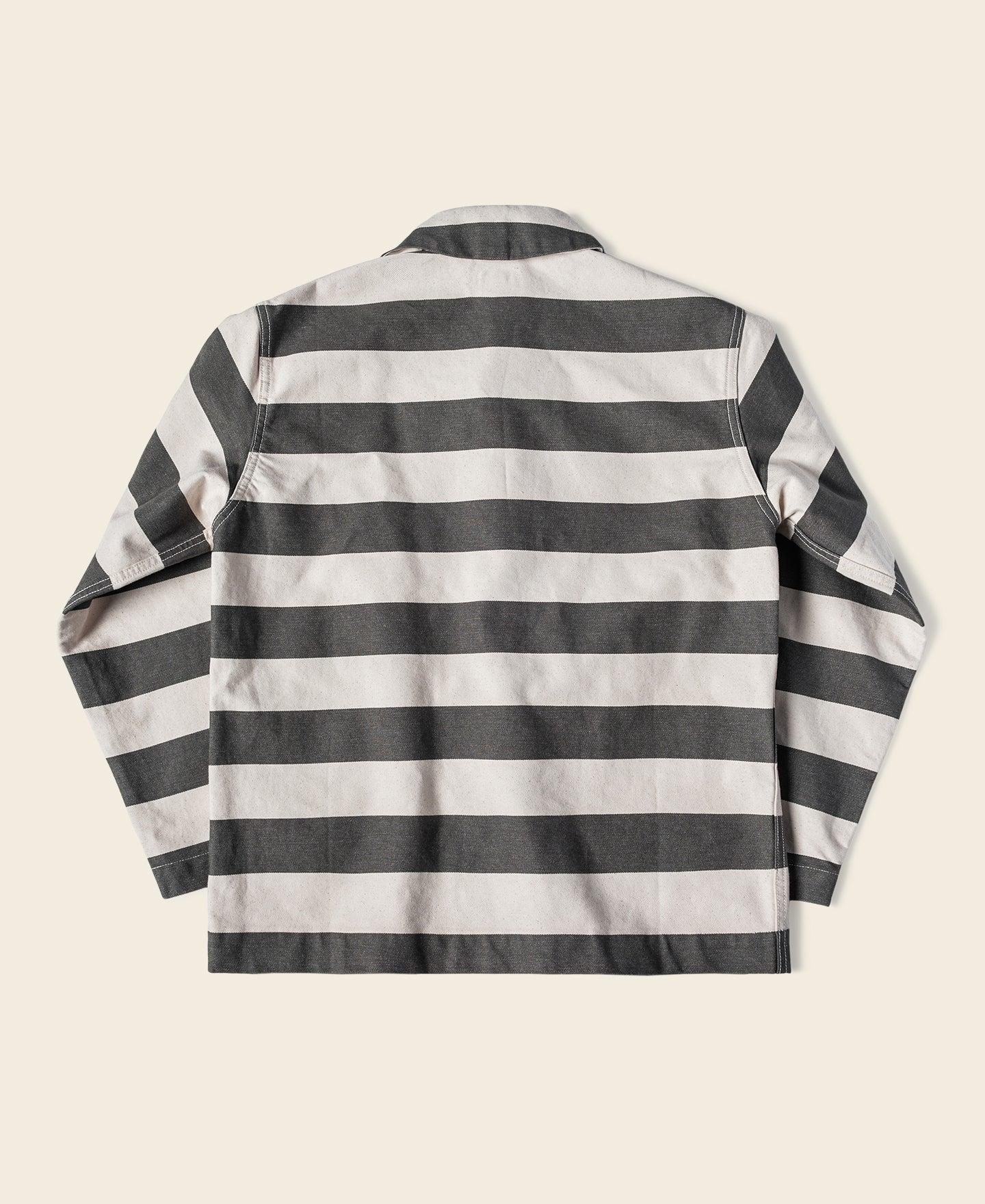 Prison Stripe Shawl Collar Coverall Jacket Product Image