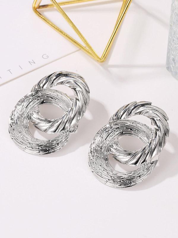 Geometric Hollow Solid Color Drop Earrings Product Image