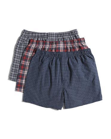 3pk Woven Boxers for Men | Polyester/Cotton Product Image