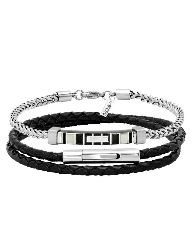 hickey by Hickey Freeman Genuine Leather Thin Braided Wrap Bracelet, 2 Piece Set Product Image