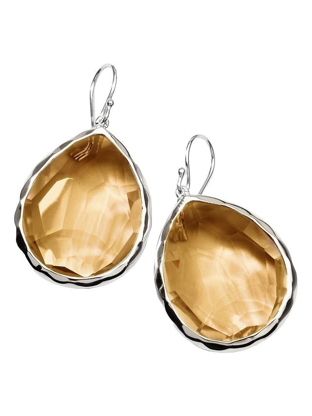 Womens Rock Candy Large Teardrop Sterling Silver & Cognac Citrine Earrings Product Image