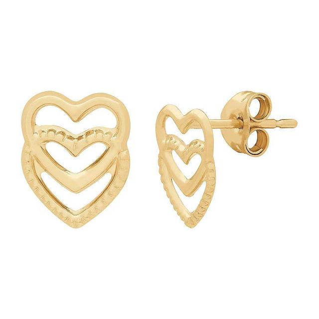 Everlasting Gold 14k Gold Heart Stud Earrings, Womens, Yellow Product Image