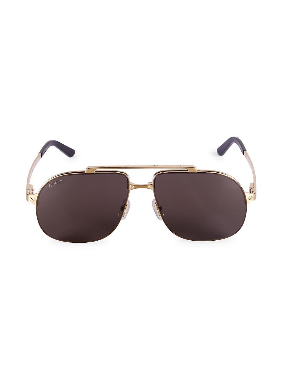 Cartier Santos Evolution 24K Gold Plated Navigator Sunglasses, 62mm Product Image