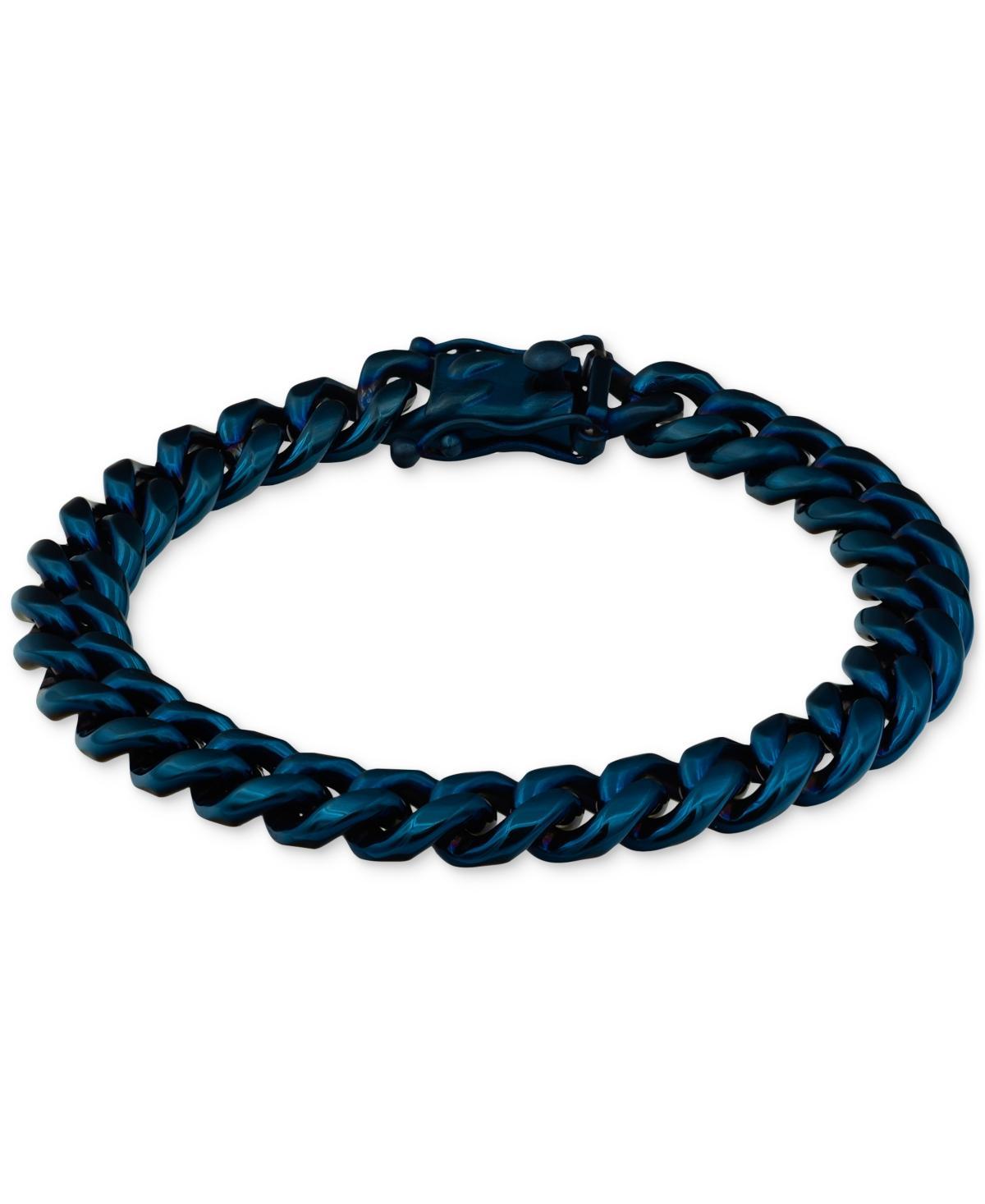 Blackjack Mens Miami Cuban Link Chain Bracelet Ion-Plated Stainless Steel - Blue Product Image