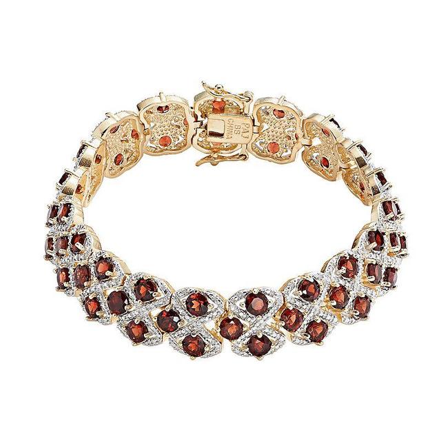 18k Gold-Plated Garnet and Diamond Accent Openwork Bracelet - 7.25-in., Womens Red Product Image