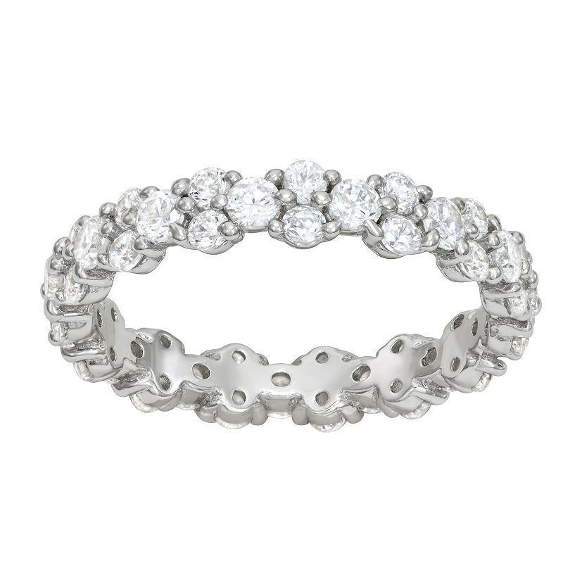 Contessa Di Capri Double Row Cubic Zirconia Eternity Band Ring, Womens Sterling Silver Product Image