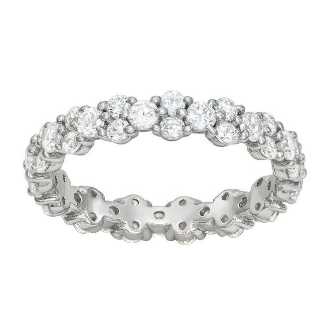 Contessa Di Capri Double Row Cubic Zirconia Eternity Band Ring, Womens White Product Image