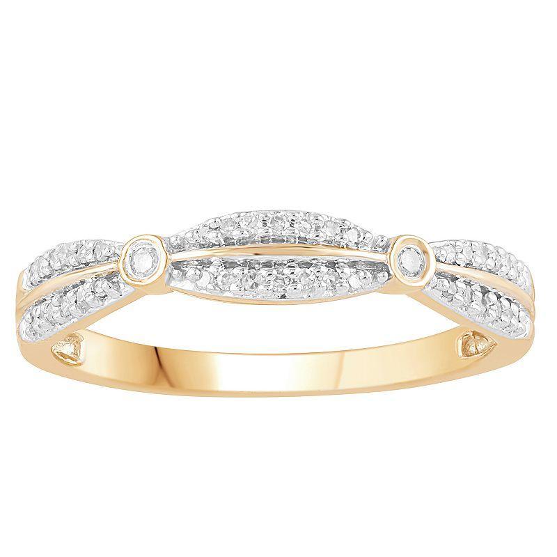 10k Gold 1/8 Carat Diamond Stackable Band Ring, Womens White Product Image