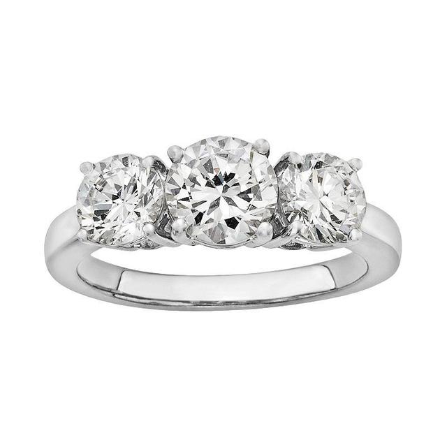 Diamonore Simulated Diamond 3-Stone Engagement Ring in Sterling Silver (2 ct. T.W.), Womens White Product Image