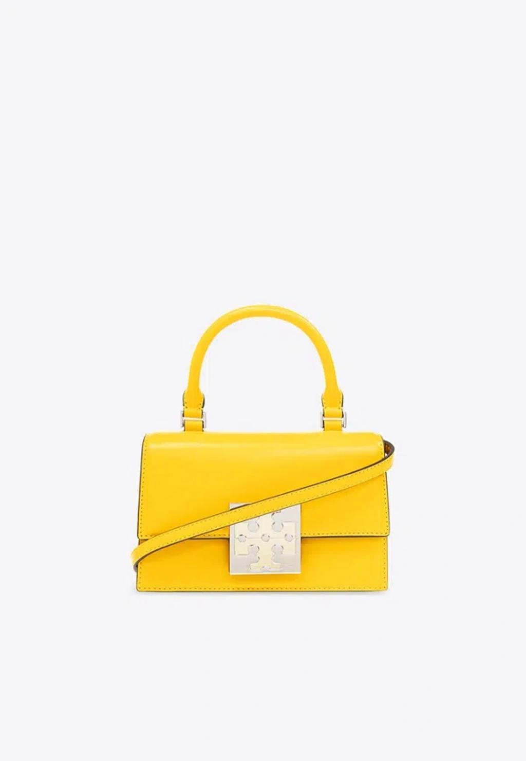 TORY BURCH Bon Bon Foldover Mini Top Handle Bag In Yellow Product Image