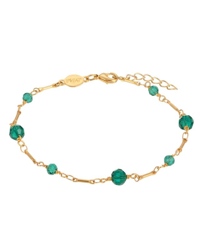 1928 Bead & Bar Chain Anklet, Womens, Green Product Image