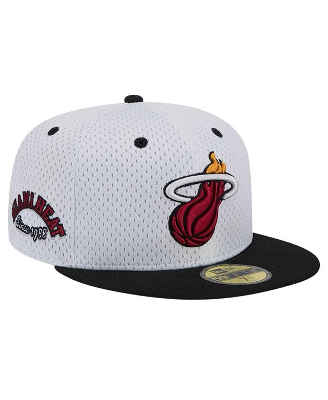 Mens New Era White/Black Miami Heat Throwback 2Tone 59FIFTY Fitted Hat Product Image