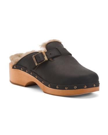 Suede 70S Shearling Lined Classic Clogs For Women Product Image