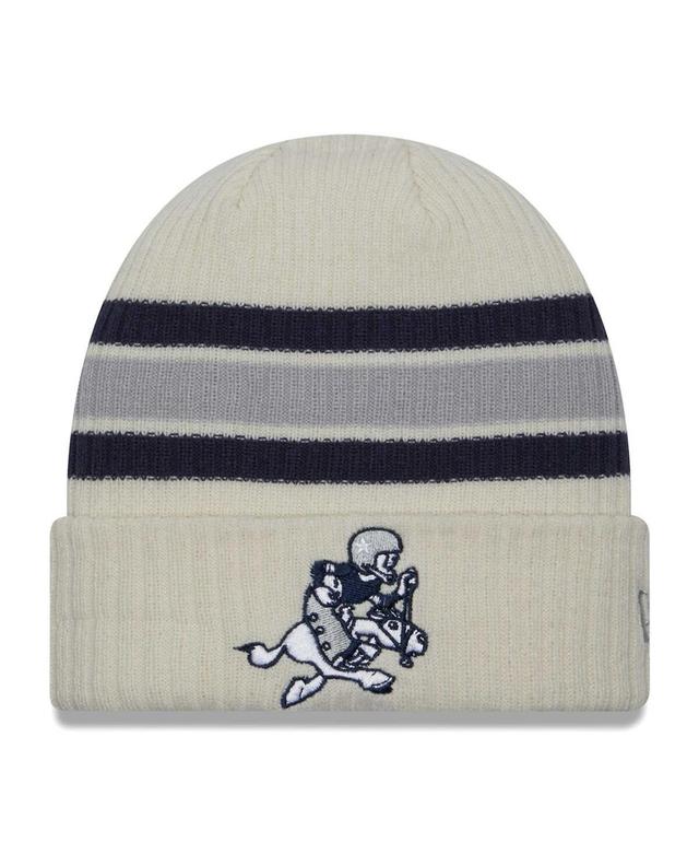 Mens New Era Cream Dallas Cowboys Vintage Cuffed Knit Hat Product Image