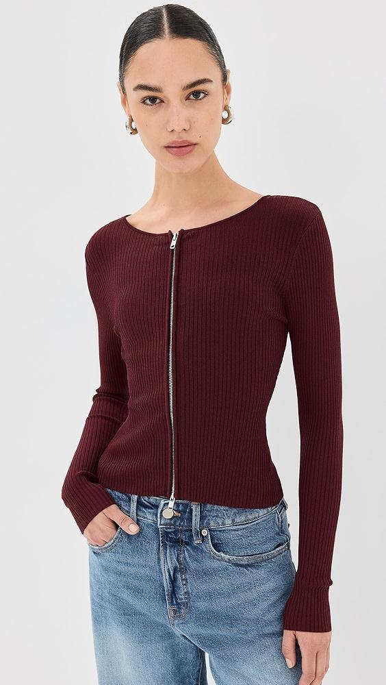 Good American Virgo Rib Zip Front Sweater | Shopbop Product Image