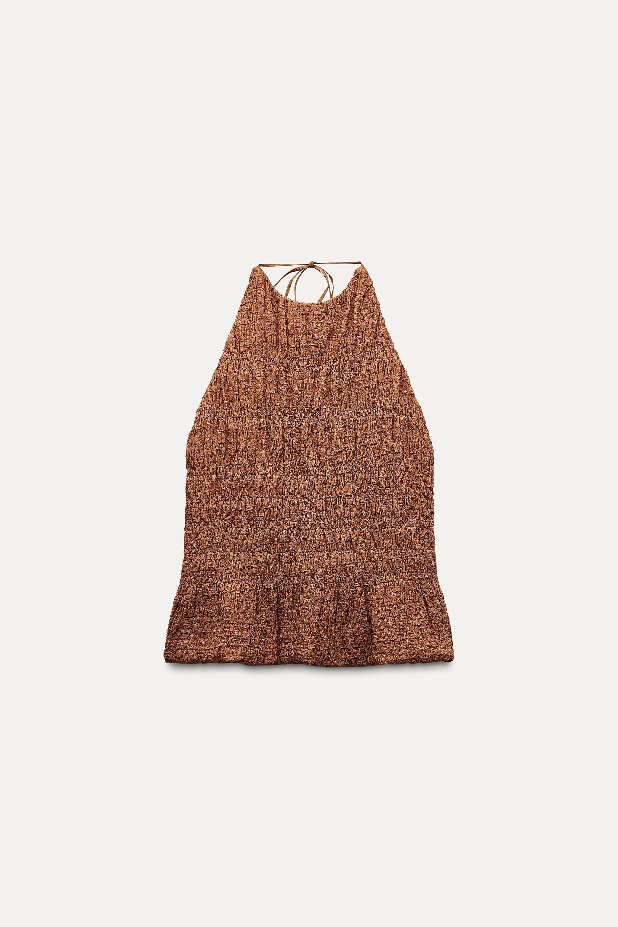 TEXTURED HALTER CROP TOP Product Image