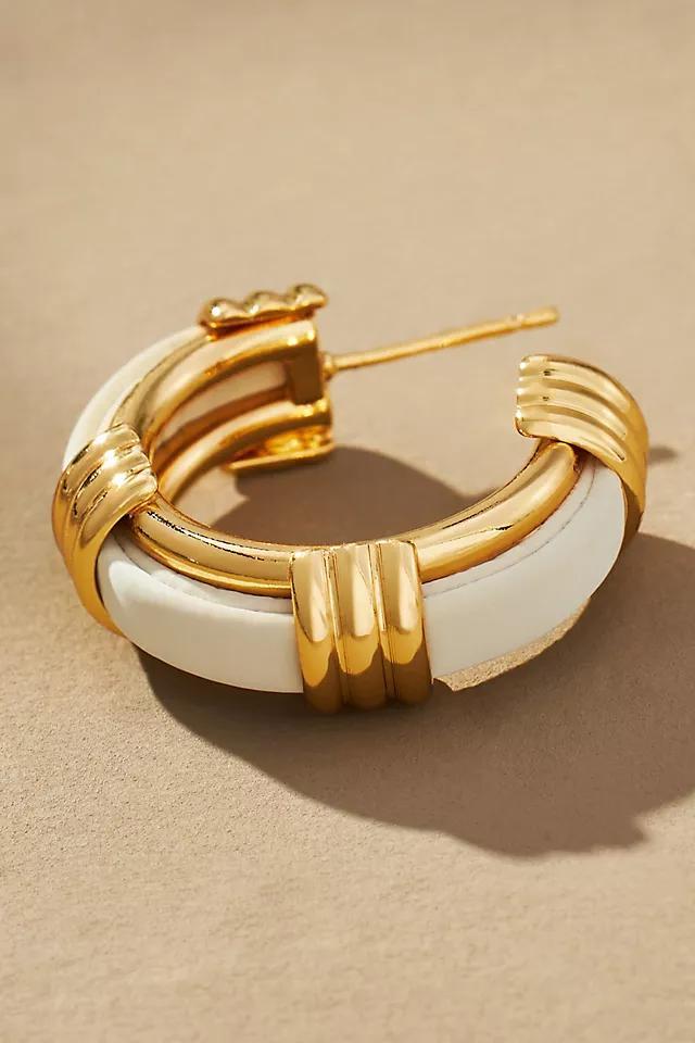 Leather Ribbed Hoop Earrings Product Image