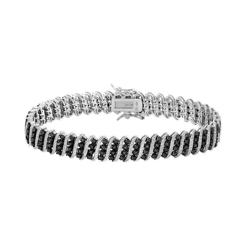 1 Carat T.W. Black Diamond Sterling Silver Bracelet, Womens Product Image