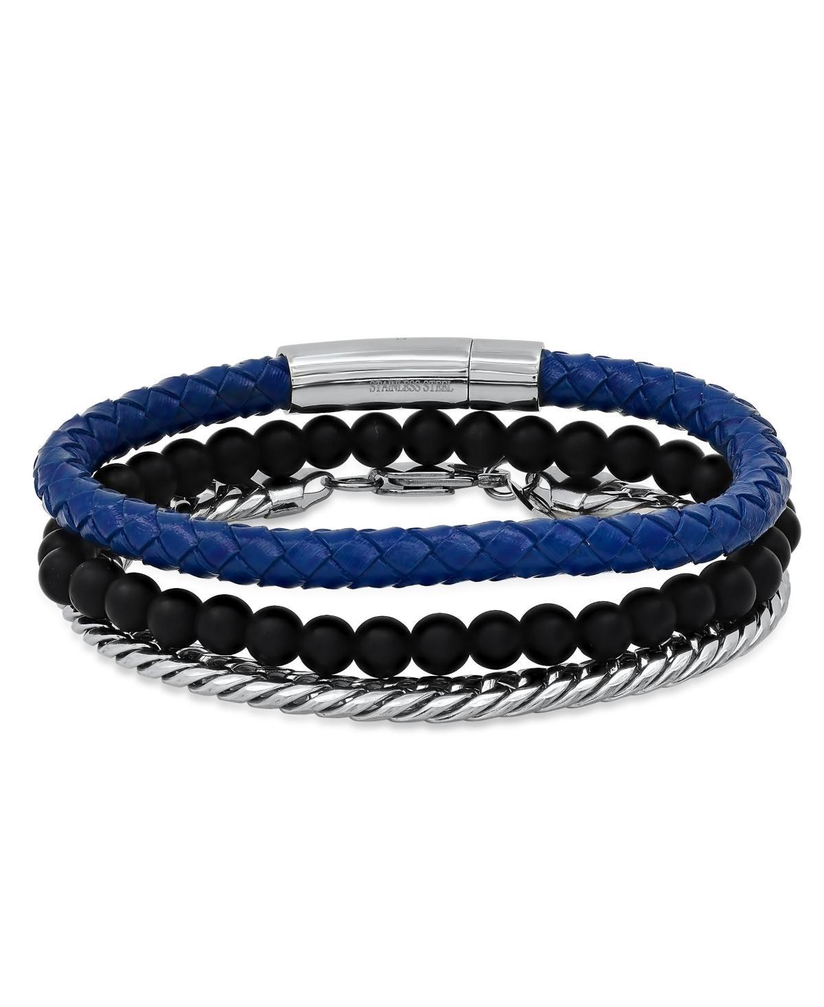 hickey by Hickey Freeman Roll-Braided Genuine Leather Bracelet, 3 Piece Set Product Image