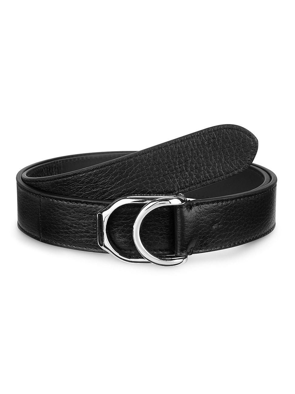 Mens Stirrup-Buckle Deerskin Leather Belt Product Image