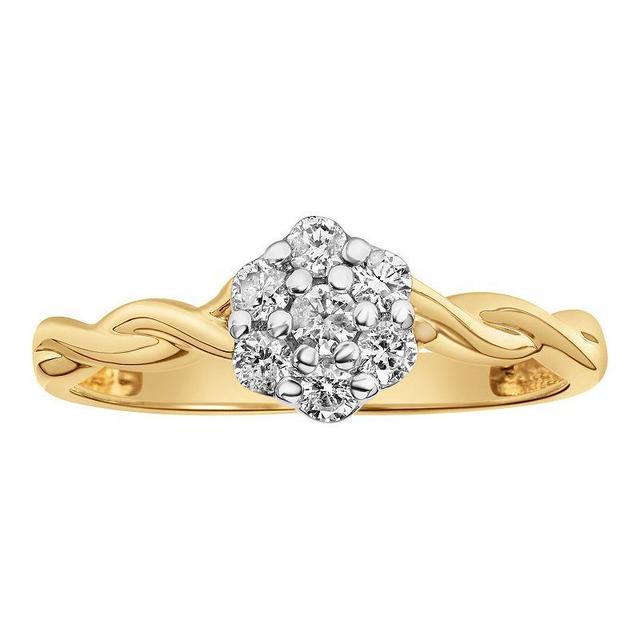 Love Always 10k Gold 1/4 Carat T.W. Diamond Cluster Engagement Ring, Womens Product Image