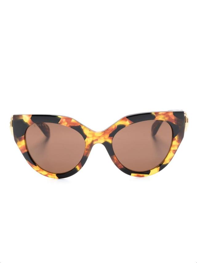 Logo-plaque Cat Eye-frame Sunglasses In Brown Product Image