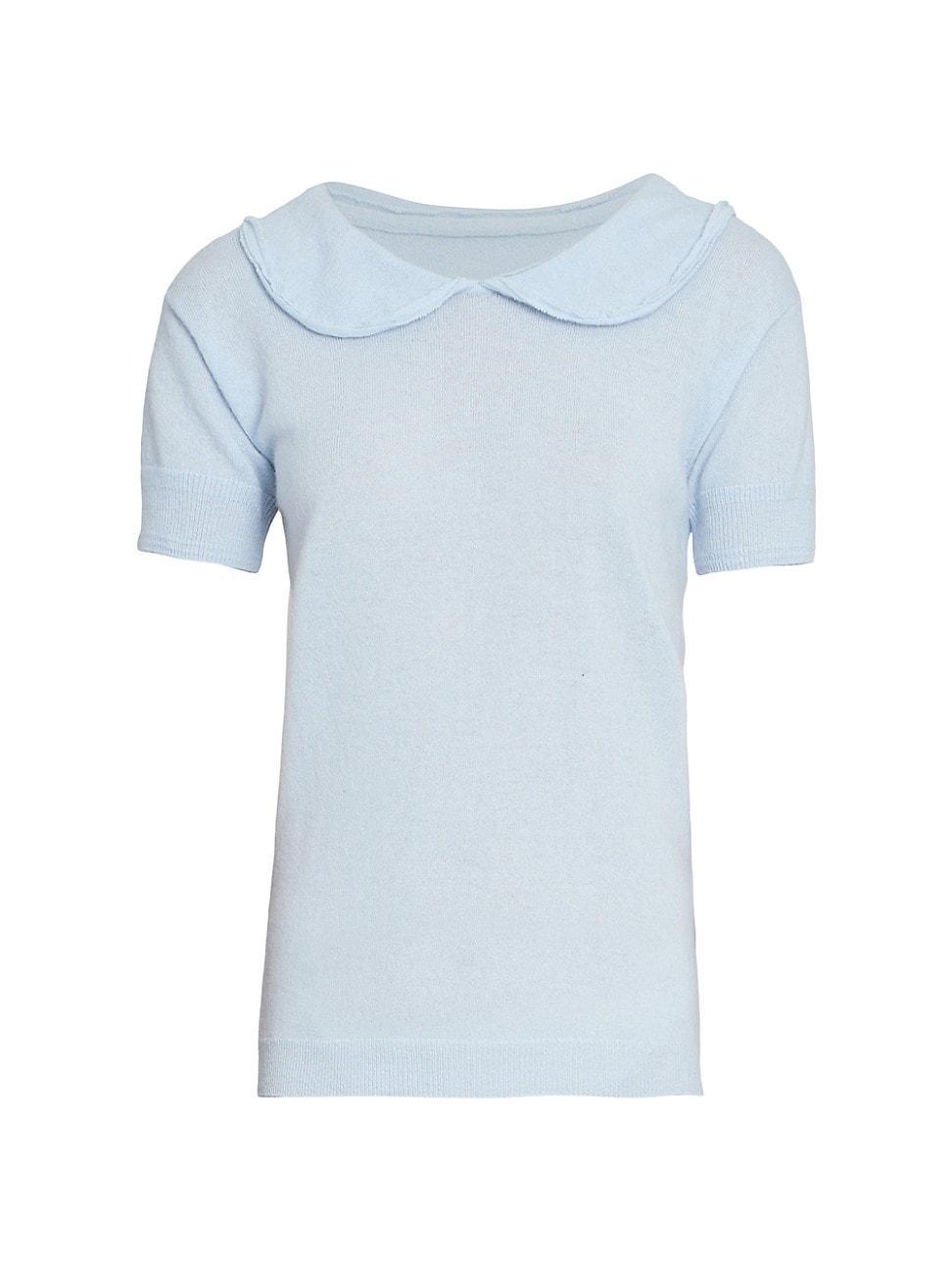 Womens Short-Sleeve Wool & Cashmere Sweater Product Image