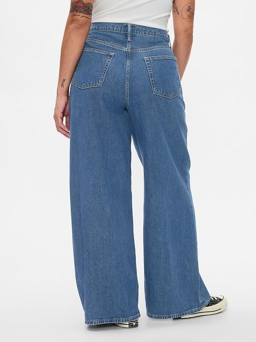 Mid Rise Pinstripe Baggy Jeans Product Image