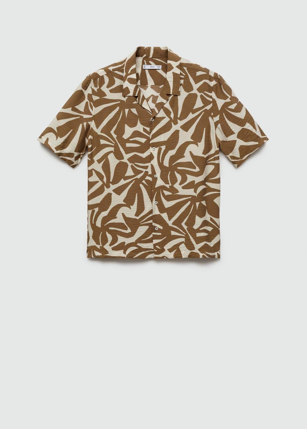 MANGO MAN - Regular-fit textured printed shirt medium brownMen Product Image