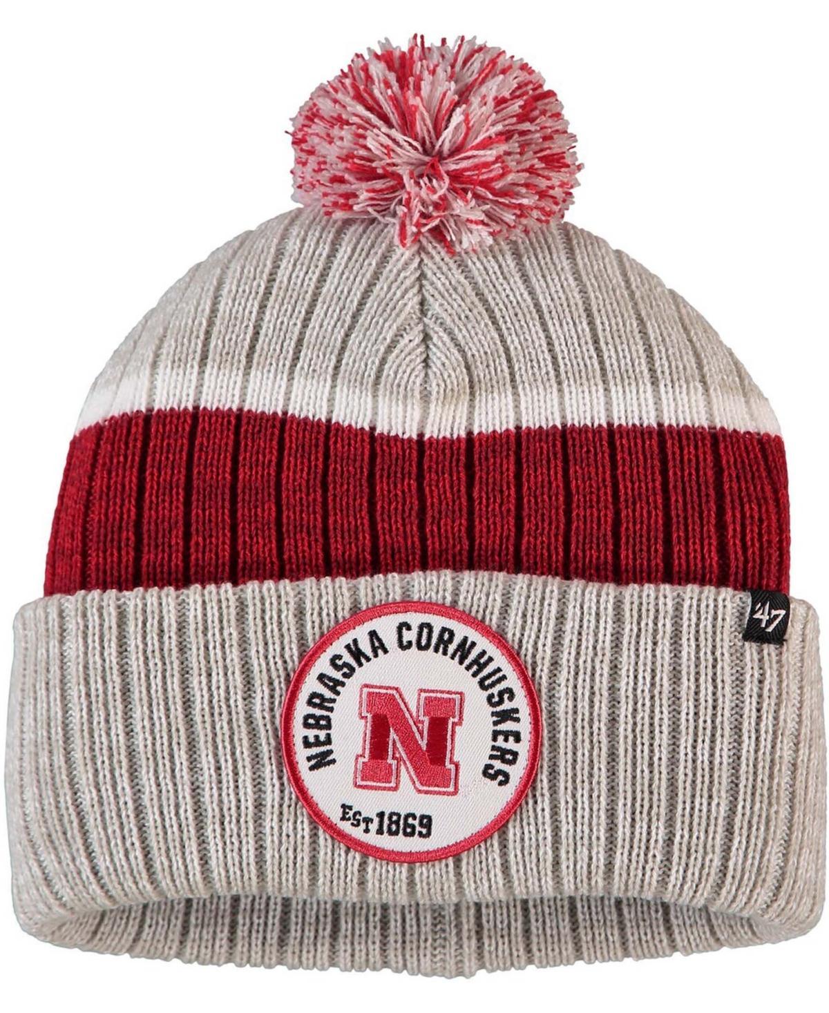 Mens Gray Nebraska Huskers Holcomb Cuffed Knit Hat with Pom Product Image