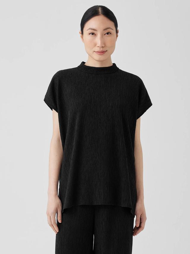 Woven Pliss Mock Neck Top Product Image