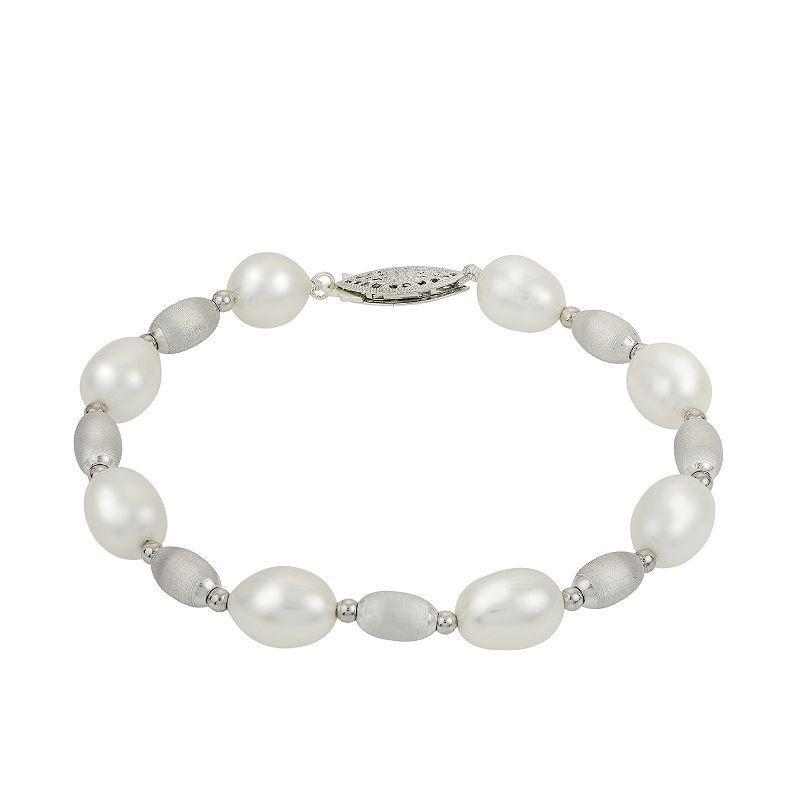 PearLustre by Imperial Sterling Silver Freshwater Cultured Pearl & Bead Bracelet, Womens White Product Image